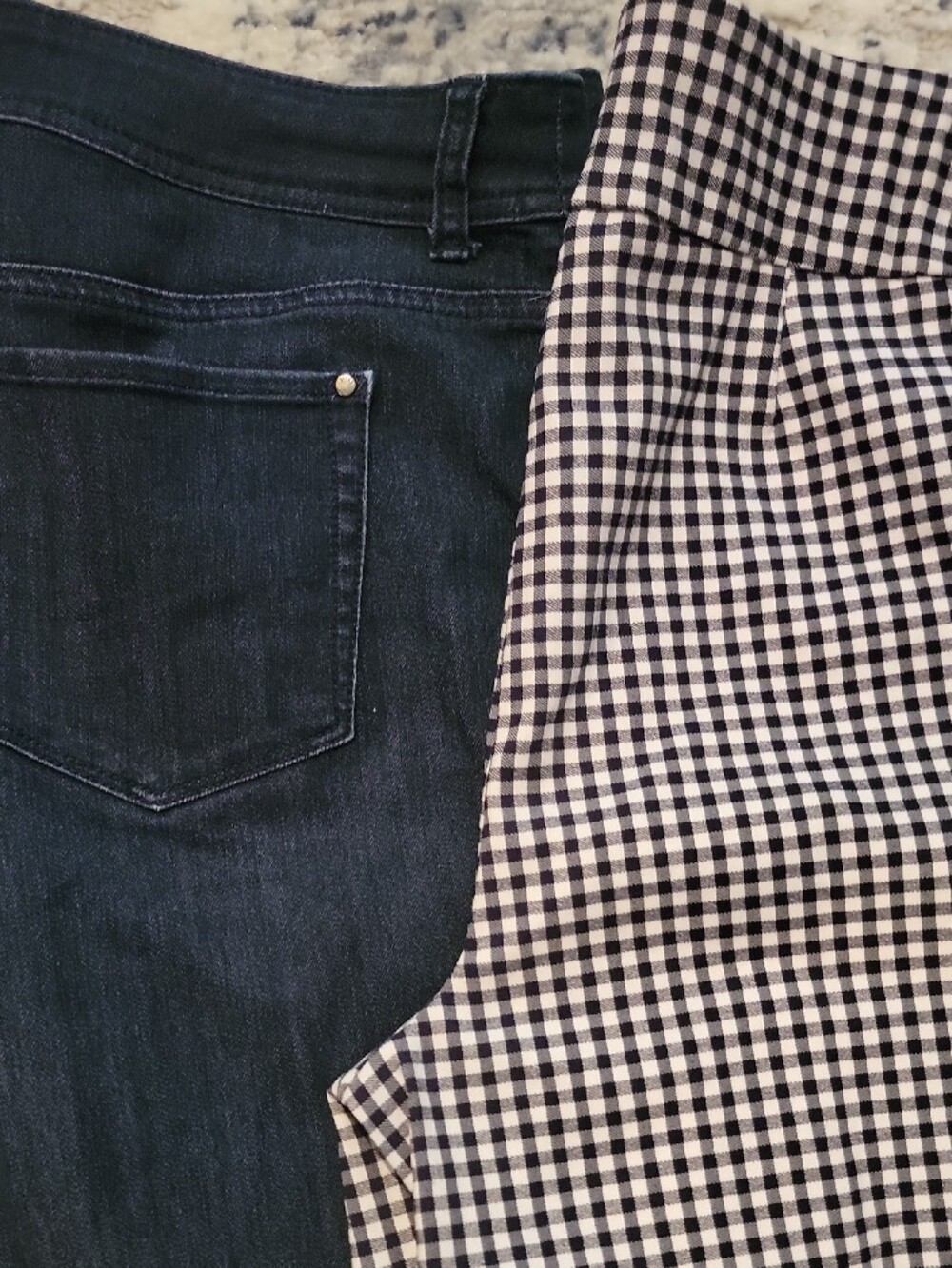 Chicos Dark Denim Pants -checked Black/navy Women's Classic Stretch Trousers. 2 - Picture 7 of 8